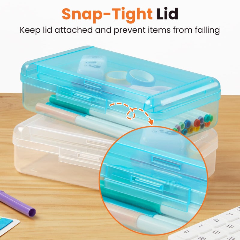 سويز صندوق أقلام رصاص مزدوج الطبقات من Sooez، منظم كبير لحافظة الأقلام الصلبة، صندوق أقلام تلوين بلاستيكي شفاف للفتيات والفتيان، منظم أقلام التحديد الملونة، حاويات/صناديق بلاستيكية صغيرة مع أغطية، تخزين مستلزمات فنية - Image 4